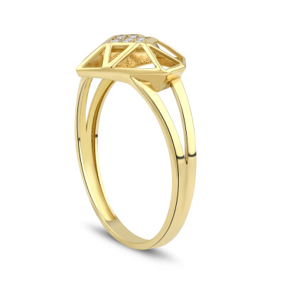 Altın Taşlı Kalp Yüzük - Baroni Diamond (1)