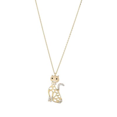 Altın Taşlı Kedi Kolye - Baroni Diamond (1)