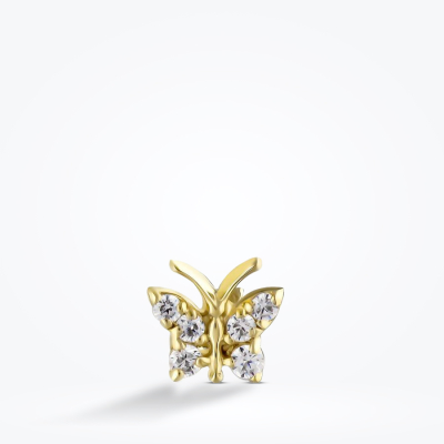 Altın Taşlı Kelebek Tragus Küpe - 1