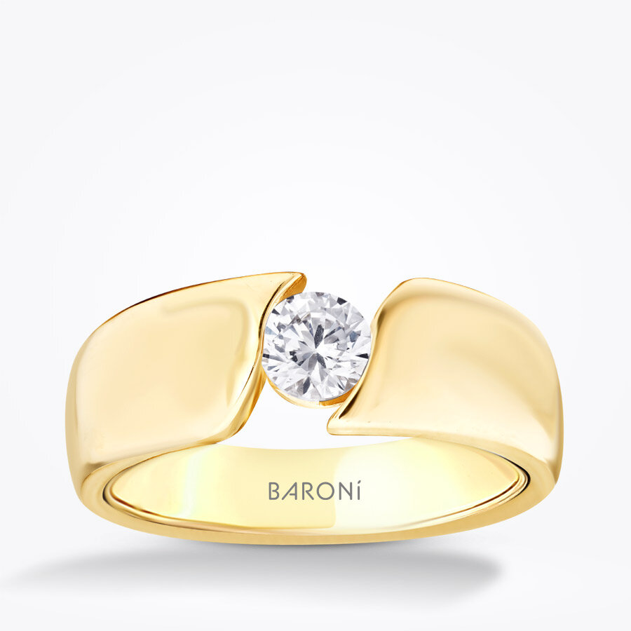Altın Taşlı Kıvrım Yüzük - Baroni Diamond