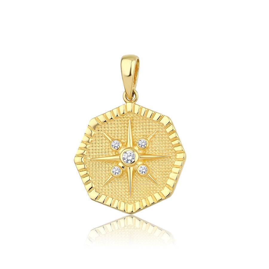 Altın Taşlı Kuzey Yıldızı Kolye Ucu - Baroni Diamond
