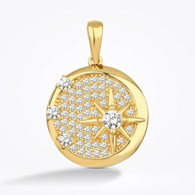 Altın Taşlı Kuzey Yıldızlı Kolye Ucu - 1