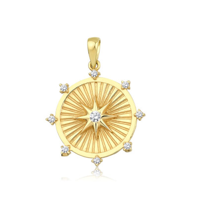 Altın Taşlı Kuzey Yıldızlı Kolye Ucu - 1