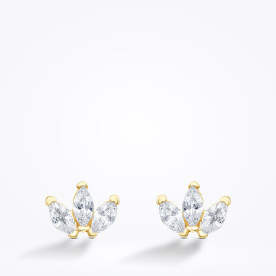 Altın Taşlı Lotus Küpe - 2