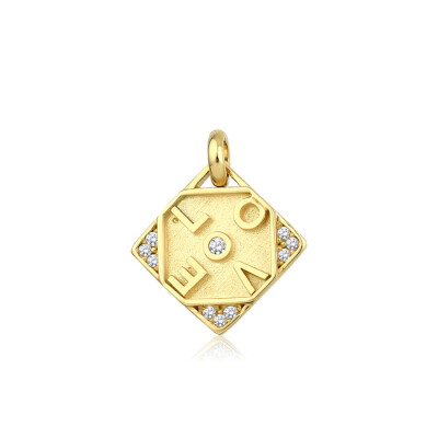 Altın Taşlı Love Kolye Ucu - 1