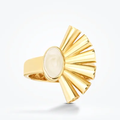 Altın Taşlı Mineli Trend Yüzük - 1