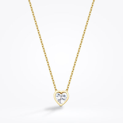 Altın Taşlı Minimal Kalp Kolye - 1