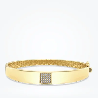 Altın Taşlı Modern Kelepçe - 1