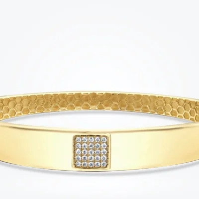 Altın Taşlı Modern Kelepçe - 2