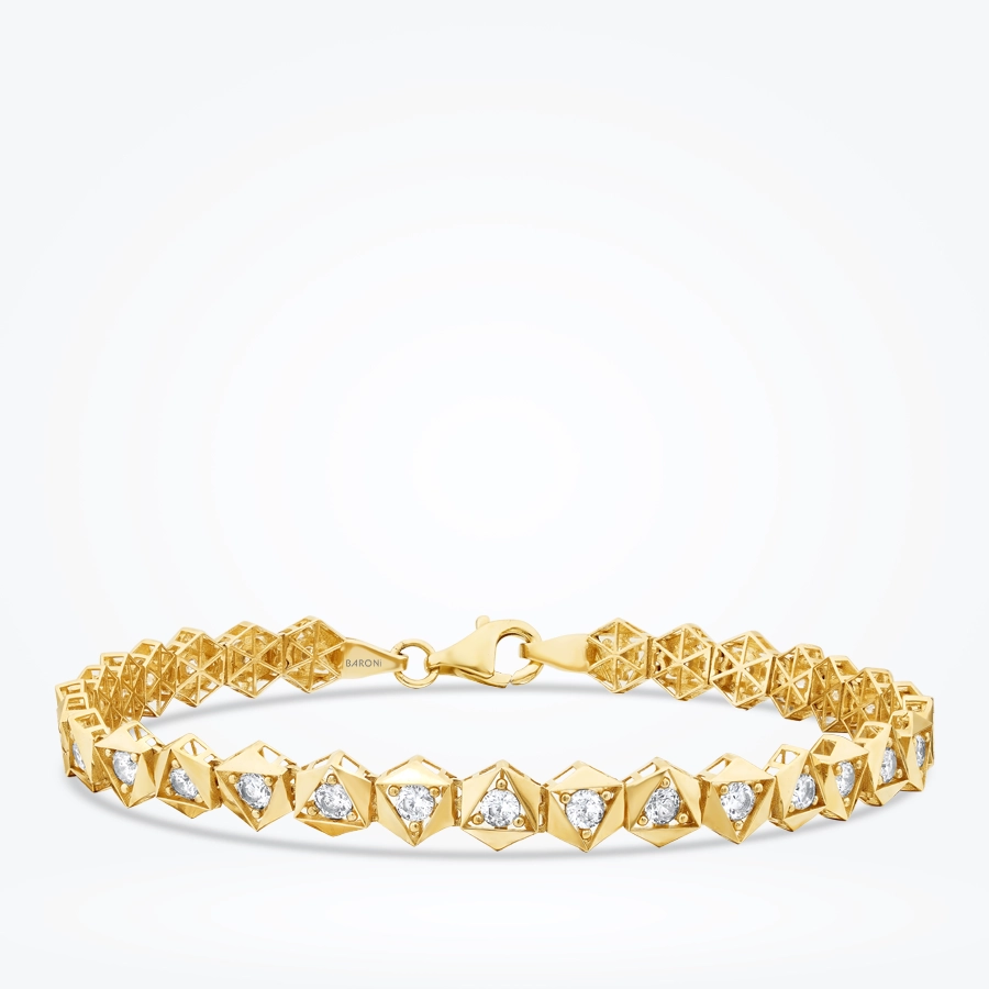 Altın Taşlı Piramit Bileklik - 1