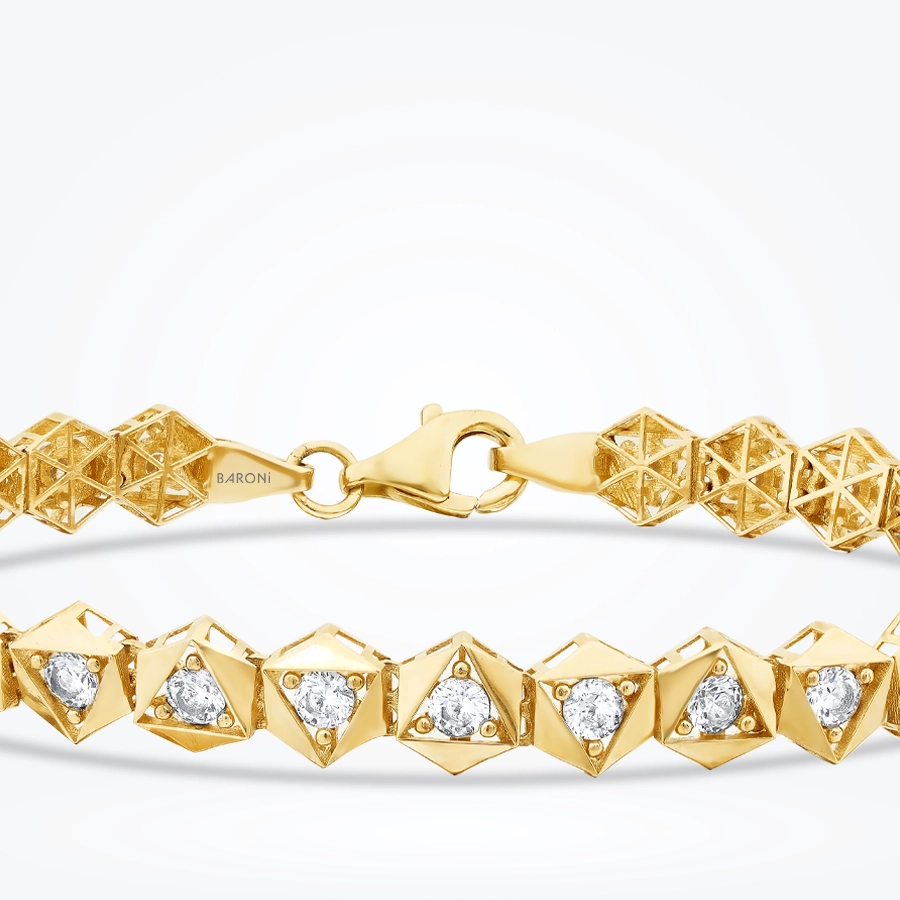 Altın Taşlı Piramit Bileklik - 2