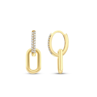 Altın Taşlı Sarkıntılı Küpe - 2