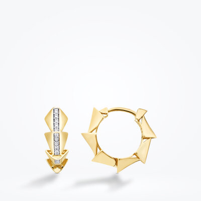 Altın Taşlı Sivri Halka Küpe - 1