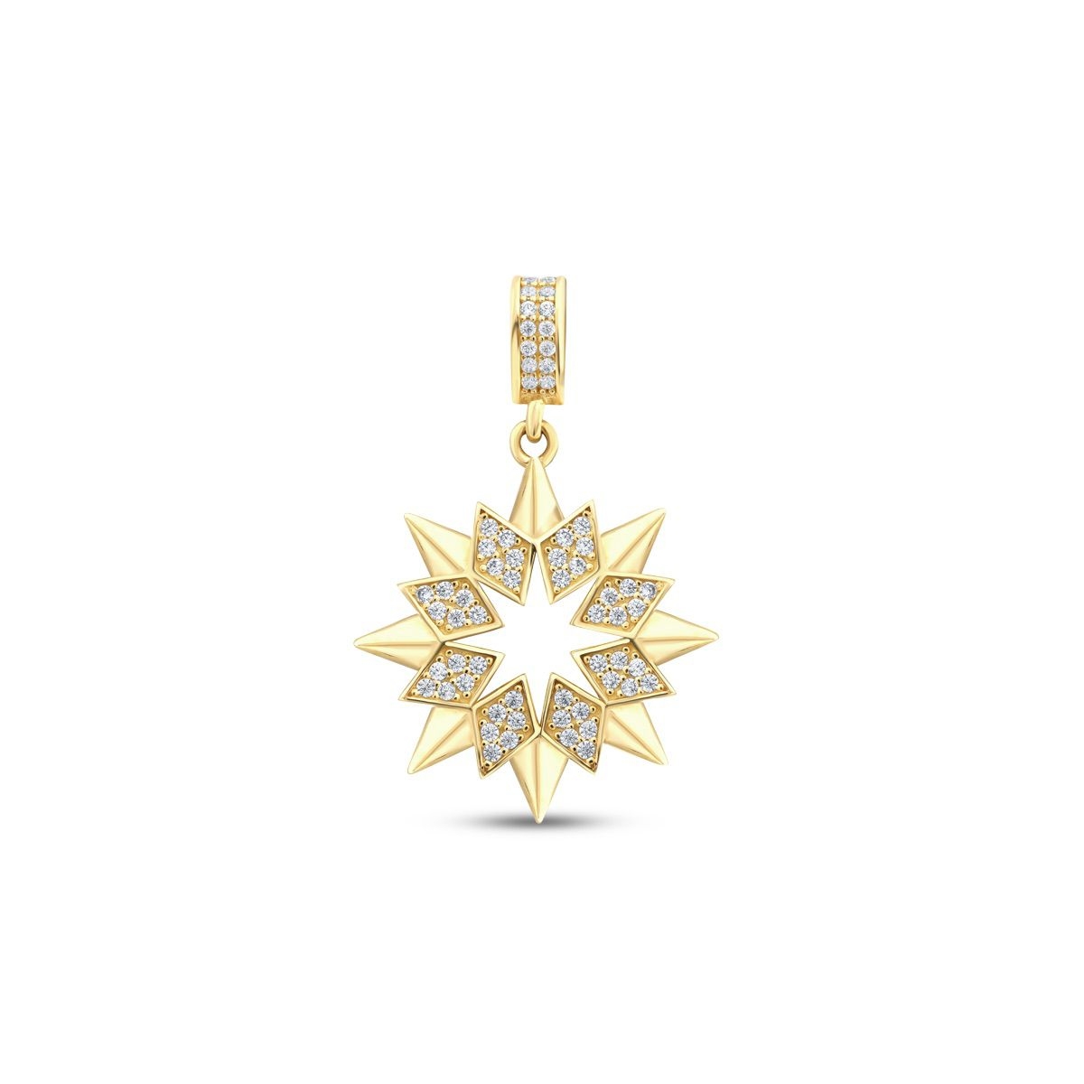 Altın Taşlı Yıldız Kolye Ucu - Baroni Diamond
