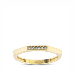 Altın Taşlı Köşeli Yüzük - 1