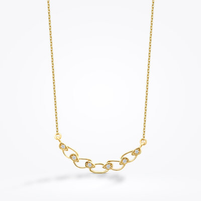 Altın Taşlı Zincir Trend Kolye - 1