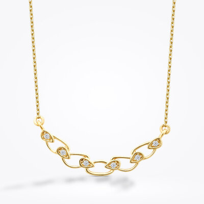 Altın Taşlı Zincir Trend Kolye - 2