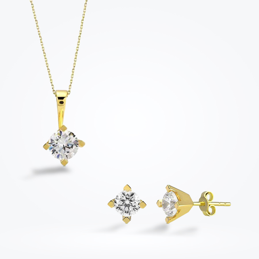 Altın Tektaş Set - Baroni Diamond