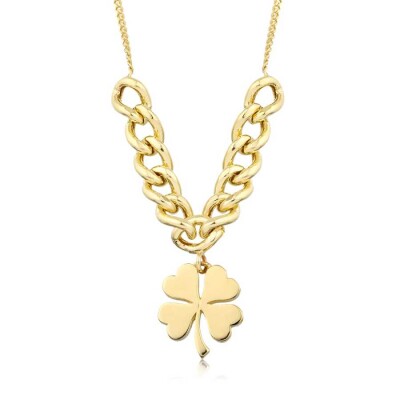 Altın Yarı Ataçlı Yonca Kolye - 1