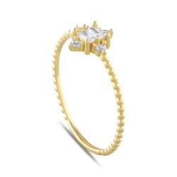 Altın Baget Taşlı Top Yüzük - Baroni Diamond (1)