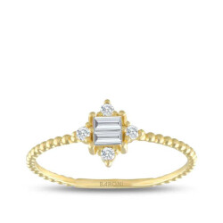 Altın Baget Taşlı Top Yüzük - 1