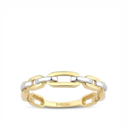 Altın İki Renkli Zincir Yüzük - 1