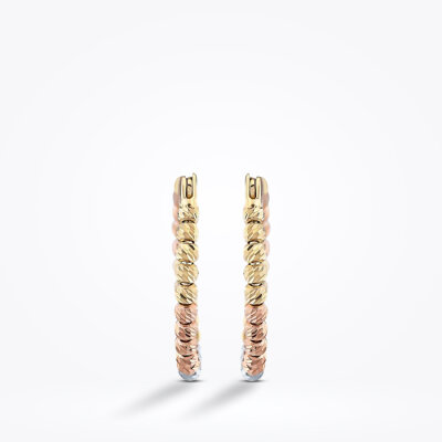 Altın Üç Renk Halka Küpe - Baroni Diamond (1)