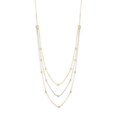 Altın Üç Renk Toptop Kolye - 2