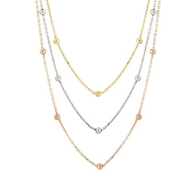 Altın Üç Renk Toptop Kolye - 1