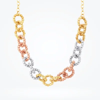 Altın Üç Renkli Top Kolye - 2