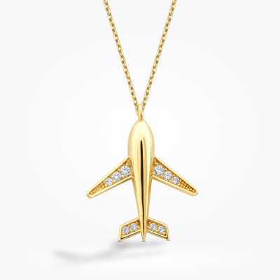 Altın Uçak Trend Kolye - 2