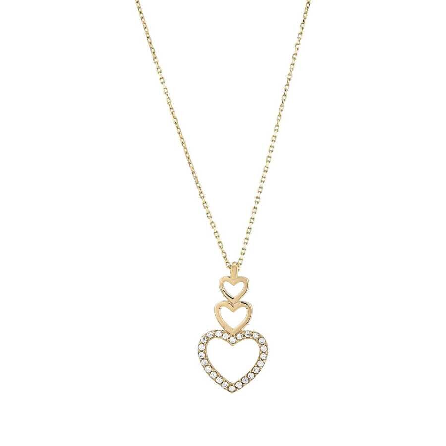Altın Üçlü Kalp Kolye - Baroni Diamond