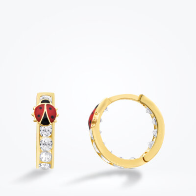 Altın Uğur Böceği Taşlı Çocuk Küpe - 1