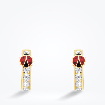 Altın Uğur Böceği Taşlı Çocuk Küpe - 2