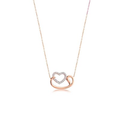 Altın Vav Kalp Kolye - Baroni Diamond (1)