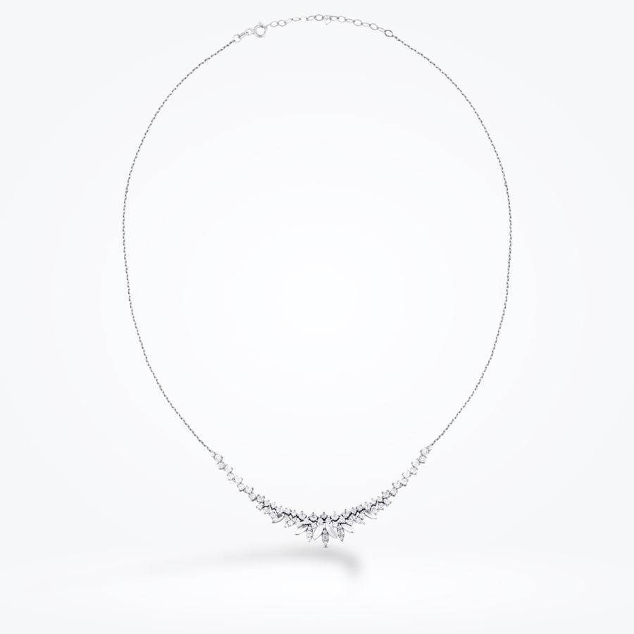 Altın Yaprak Desenli Kolye - Baroni Diamond