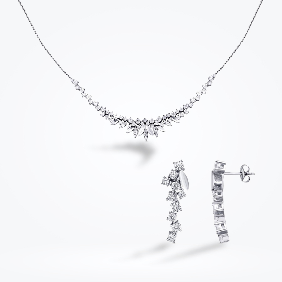 Altın Yaprak Desenli Set - Baroni Diamond