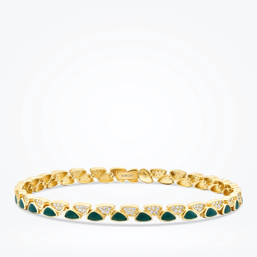 Altın Yeşil Mineli Taşlı Bileklik - 1