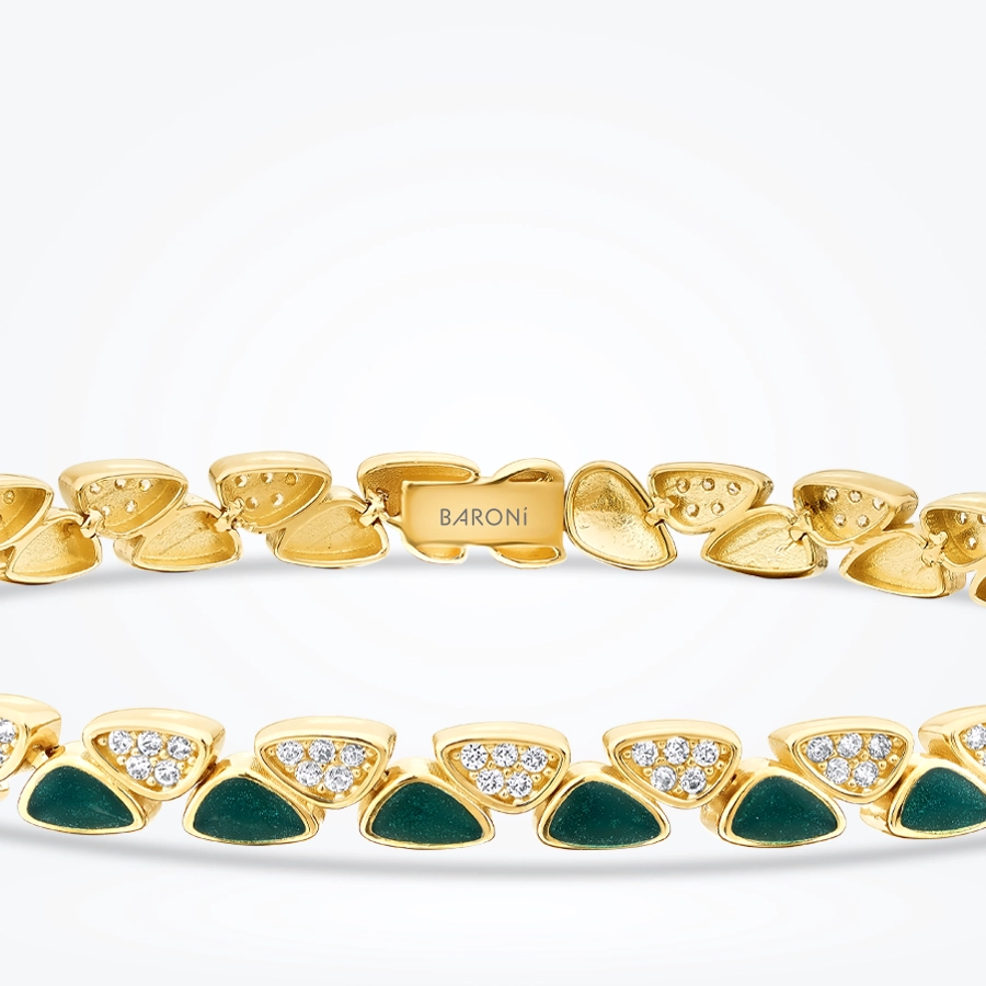 Altın Yeşil Mineli Taşlı Bileklik - 2