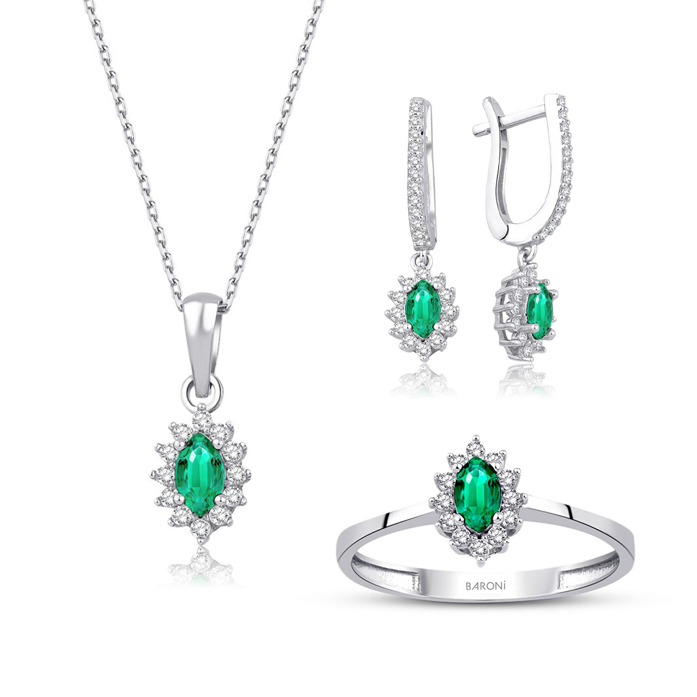 Altın Yeşil Taişlı Markiz Set