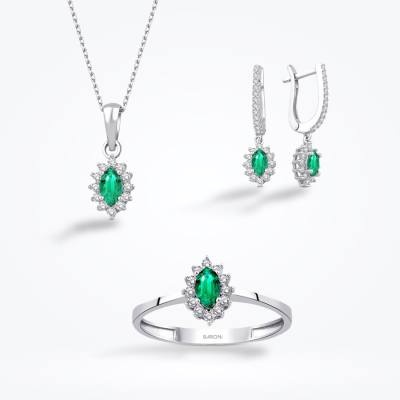Altın Yeşil Taişlı Markiz Set 