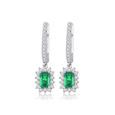 Altın Yeşil Taşlı Baget Küpe - Baroni Diamond (1)