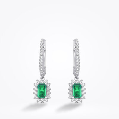 Altın Yeşil Taşlı Baget Küpe - Baroni Diamond (1)