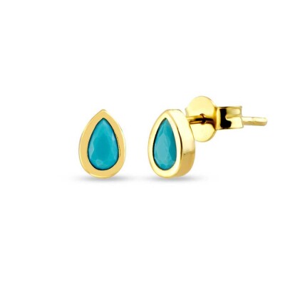 Altın Yeşil Taşlı Küpe - 1