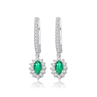 Altın Yeşil Taşlı Markiz Küpe - Baroni Diamond (1)
