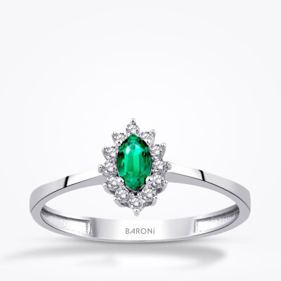 Altın Yeşil Taşlı Markiz Yüzük 