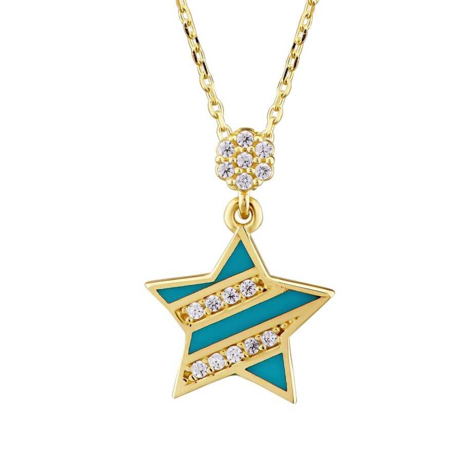 Altın Yıldız Trend Kolye - Baroni Diamond