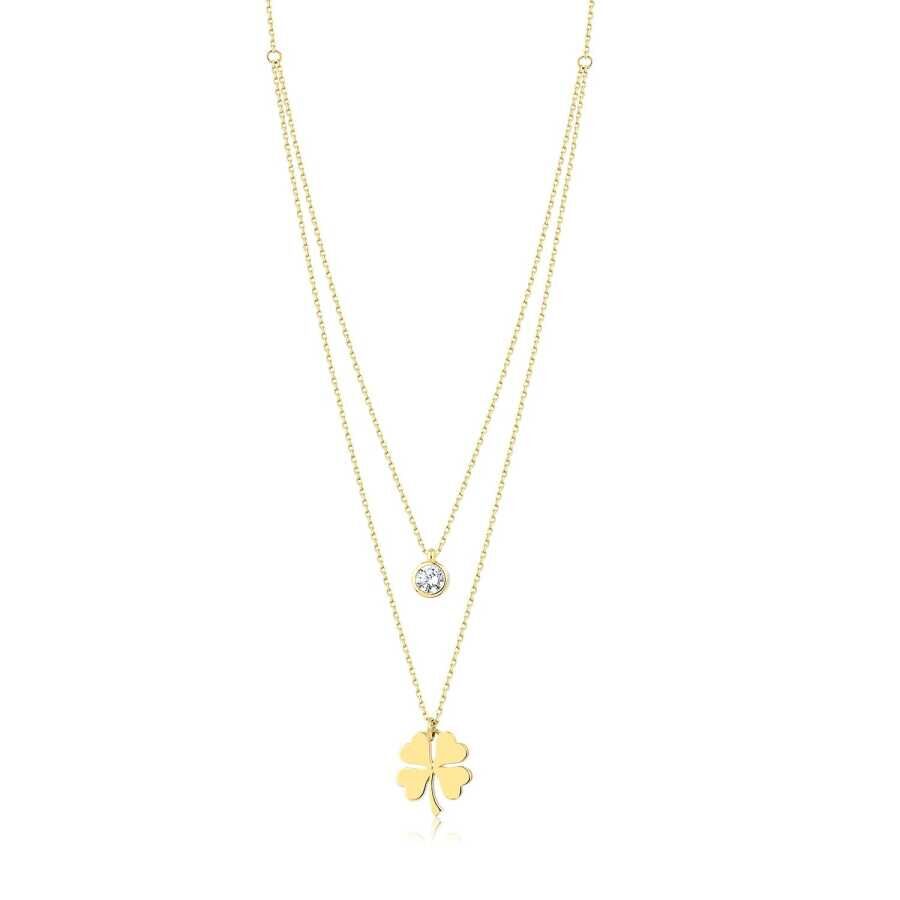 Altın Yonca Trend Kolye - Baroni Diamond