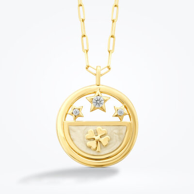 Altın Yonca ve Yıldız Mineli Şans Kolye - 2