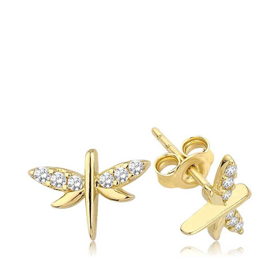 Altın Yusufçuk Minimal Küpe - Baroni Diamond